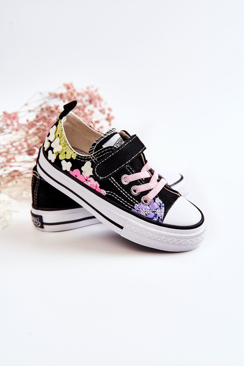 Dziecięce Trampki Materiałowe Print Czarne Buster