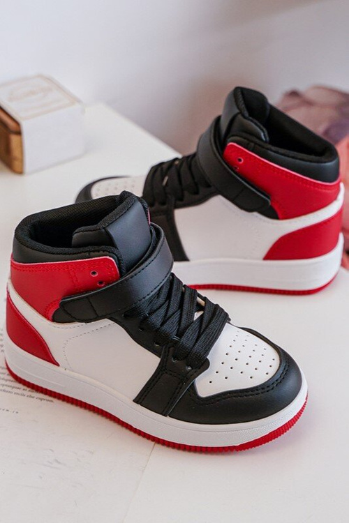 Wysokie Dziecięce Buty Sportowe Biało-Czerwone Teredite