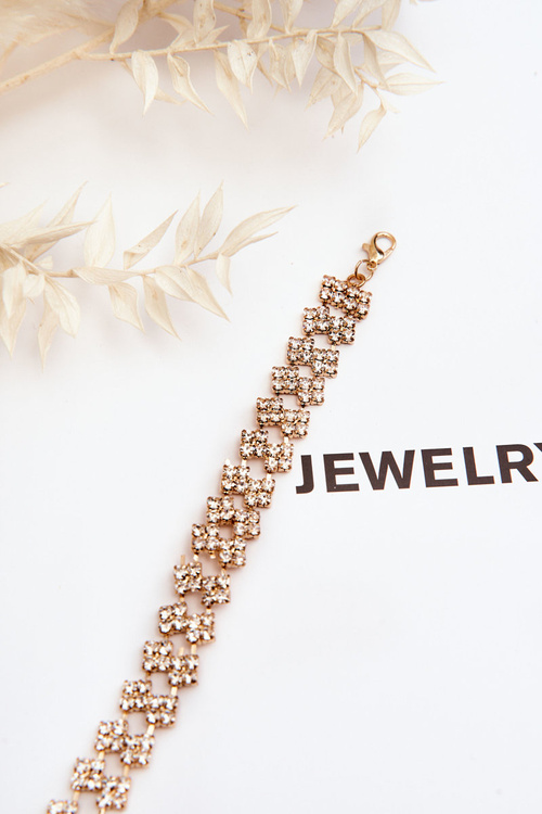 Elegancka Damska Bransoletka Z Cyrkoniami Złota