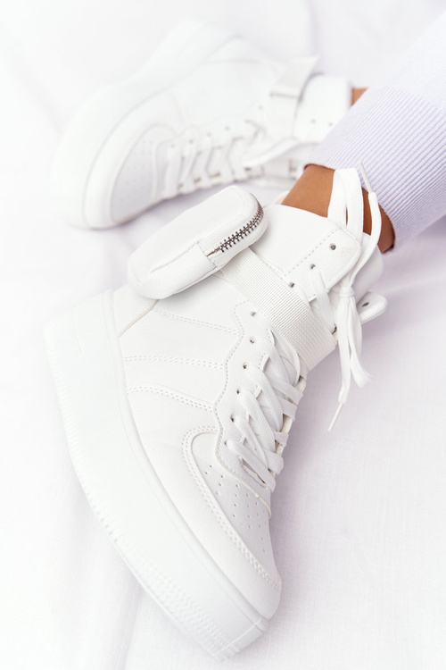 Sportowe Buty Na Platformie Z Nerką Białe Alexis