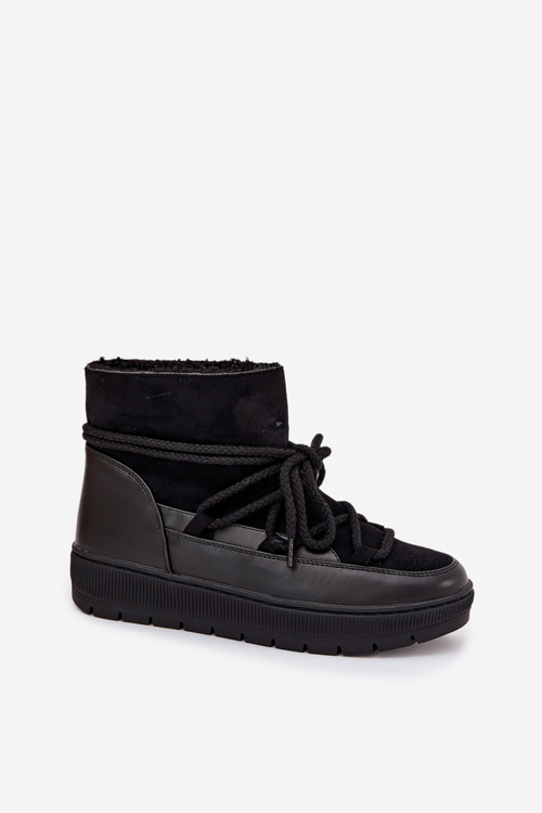 Śniegowce Damskie Z Wiązaniem Czarne Rebekah