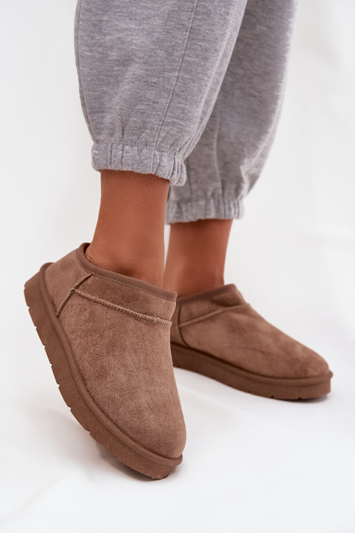 Śniegowce Damskie Ocieplane Futerkiem Brązowe Serenne