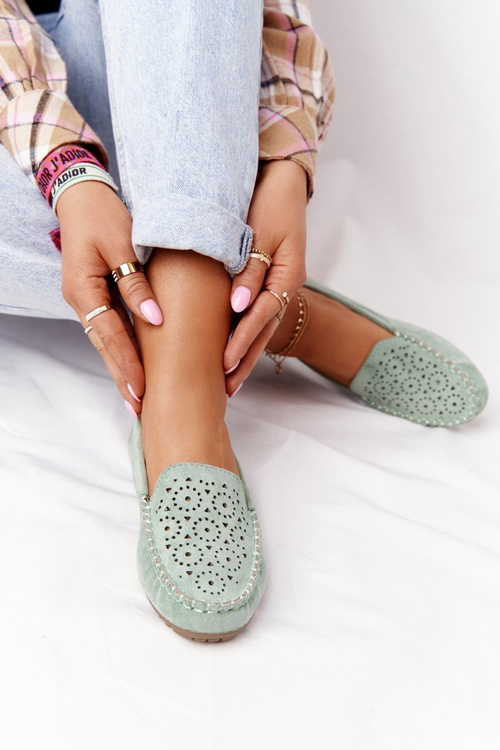 Damskie Zamszowe Mokasyny Zielone Molly