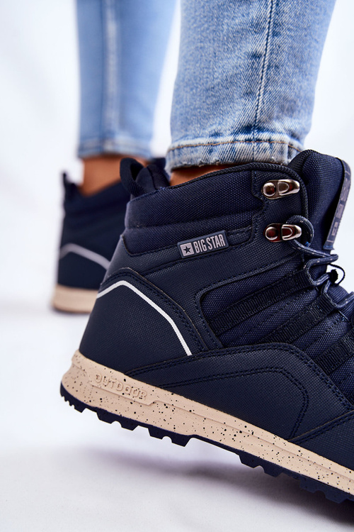 Damskie Wysokie Buty Trekkingowe Big Star KK274611 Granatowe