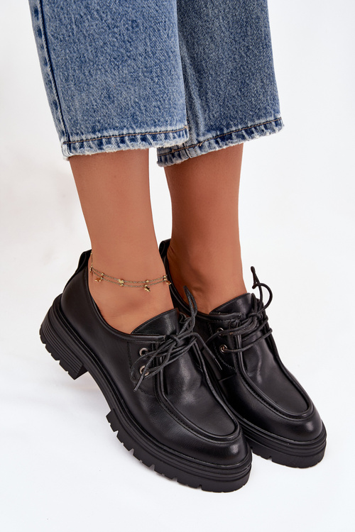 Półbuty Damskie Z Eko Skóry Czarne Adrelle