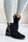 Ocieplane Botki Na Płaskim Obcasie Z Niską Cholewką Czarne Zinariella
