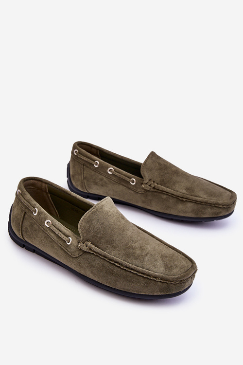Męskie Zamszowe Wsuwane Mokasyny Zielone Rayan