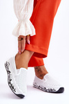 Skórzane Ażurowe Wsuwane Tenisówki Slip-On Białe Gedra