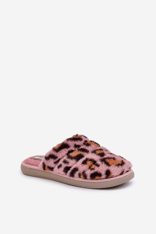 Futrzane Kapcie Damskie Panterka Inblu EK000008 Różowe