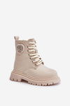 Botki Dziewczęce Ocieplane Futerkiem Na Zamek Beżowe Evaliraea 
