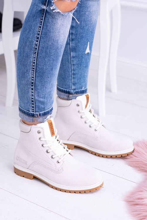 Big Star Botki Damskie Białe Timberki Traperki Timon