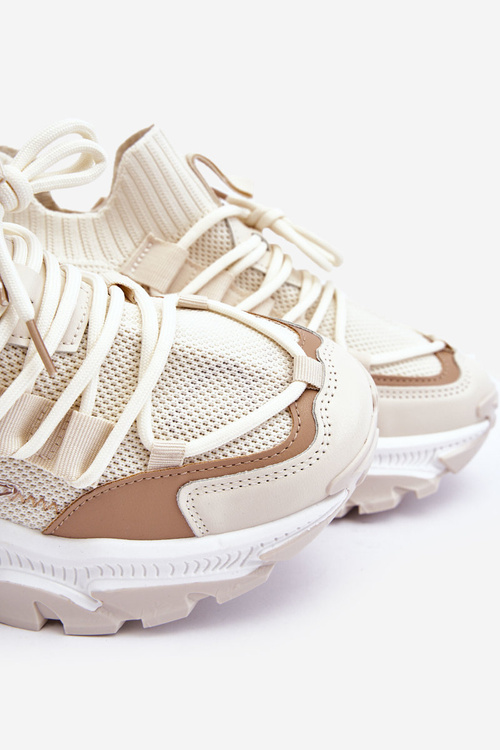 Damskie Sneakersy Skarpetkowe Wsuwane Beżowe Keaton