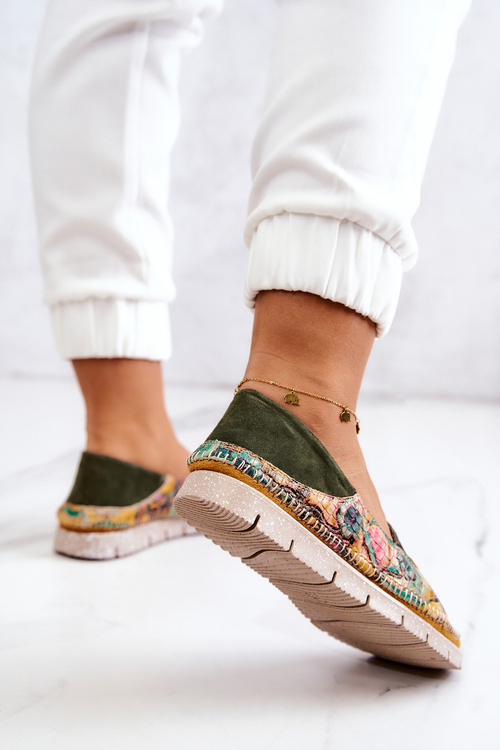 Damskie Skórzane Mokasyny Maciejka 05434-09 Zielone