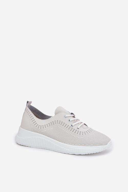 Skórzane Buty Sportowe Damskie Vinceza 41472 Białe