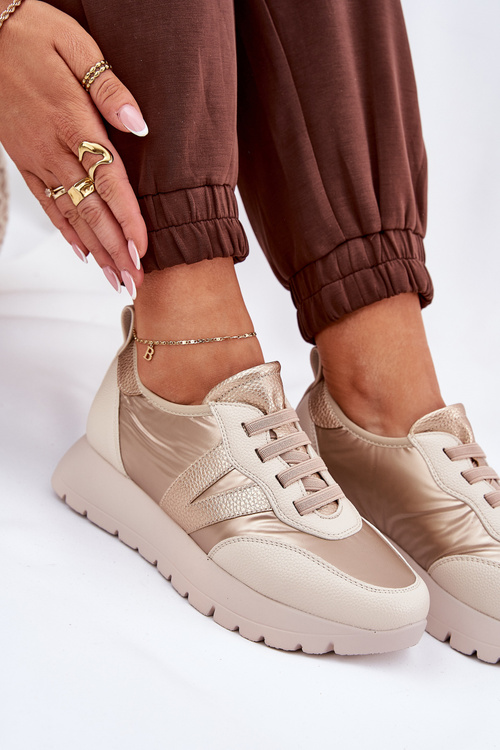 Buty Sportowe Damskie Na Platformie Vinceza 58510 Złote