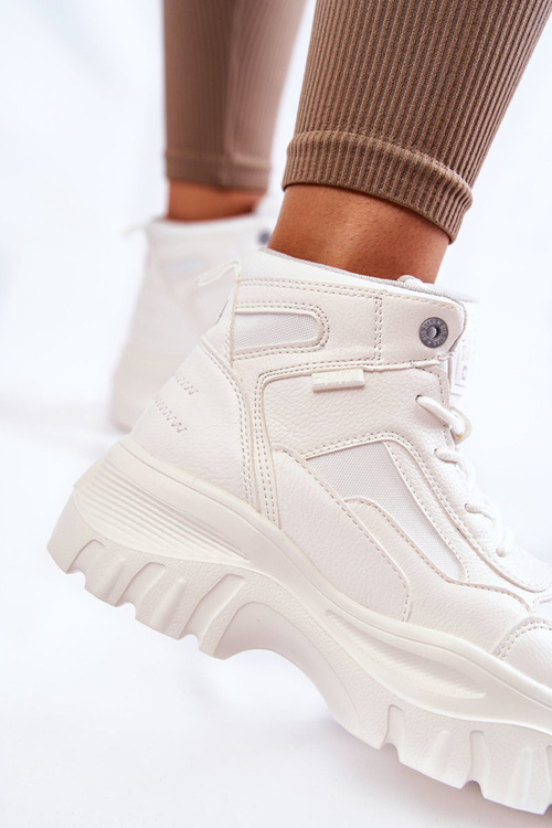 Modne Botki Trapery Memory Foam Big Star KK274369 Białe