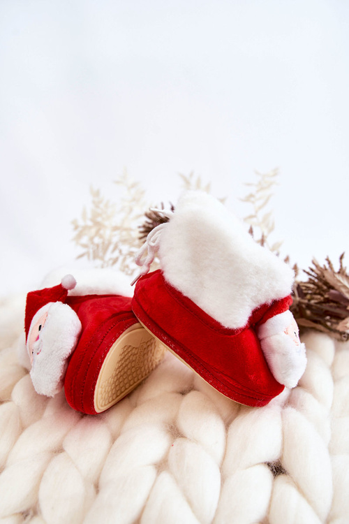 Dziecięce Ocieplane Papcie Mikołaj Czerwone