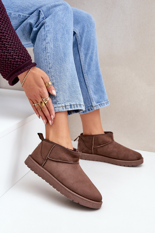 Niskie Śniegowce Z Eko Zamszu Brązowe Nelsanna