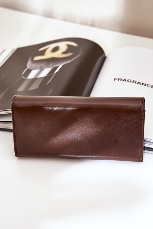 Eko Skórzany Gładki Portfel Damski Czekoladowy Erolia