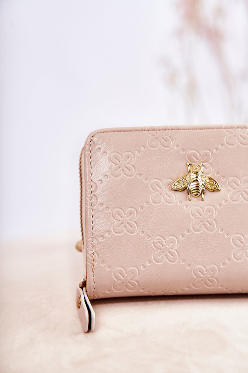 Damski Mały Portfel Z Ozdobą Beżowy Sanchos