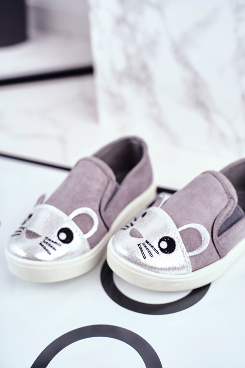 Trampki Dziecięce Wsuwane Z Myszką Szare Candys