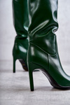 Skórzane Kozaki Na Szpilce Zielone Rissa