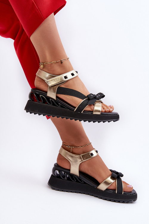 Sandały Damskie Z Kokardką D&A CR956 Złote