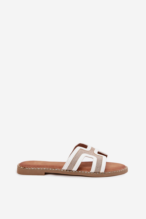 Klapki Damskie Na Płaskim Obcasie Białe Vereya