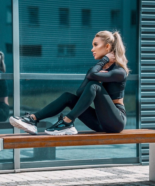Sportowe Damskie Buty Gruba Podeszwa Czarne HighStep