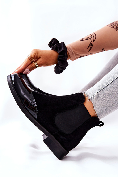 Skórzane Wsuwane Botki Laura Messi Czarne 2096