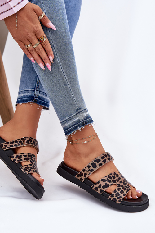 Klapki Damskie Z Rzepem Vinceza 17401 Panterka