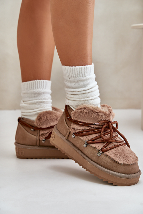 Niskie Śniegowce Na Platformie Z Futerkiem D.Franklin DFSH370011 Brązowe