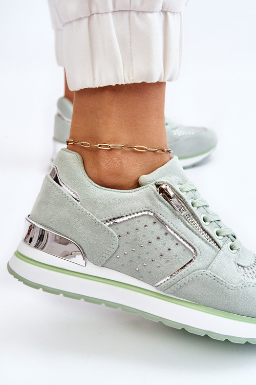 Damskie Buty Sportowe Z Ozdobnym Zamkiem Zielone Adrea