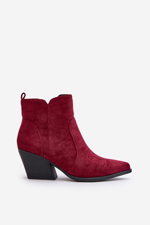 Ocieplane Botki Kowbojki Eko Zamszowe Na Zamek Bordowe Virtris