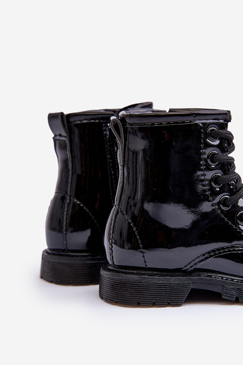 Dziecięce Botki Lakierowane Z Suwakiem Czarne Tibbie