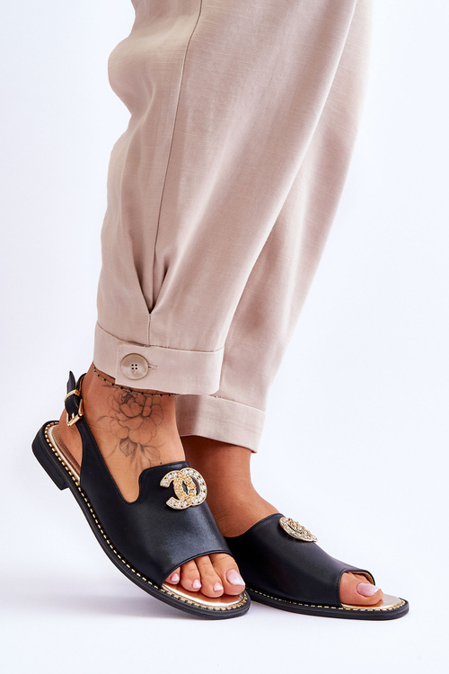 Damskie Sandały Z Ozdobą S.Barski KV-2775-49 Czarne