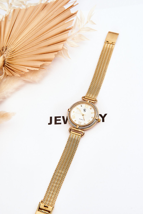 Wodoodporny Damski Zegarek Z Bransoletą Mesh GG Luxe Złoty