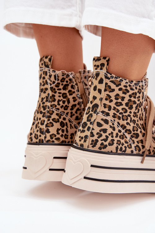 Trampki Damskie Ze Wstążką I Zamkiem Na Platformie Panterka Mavara