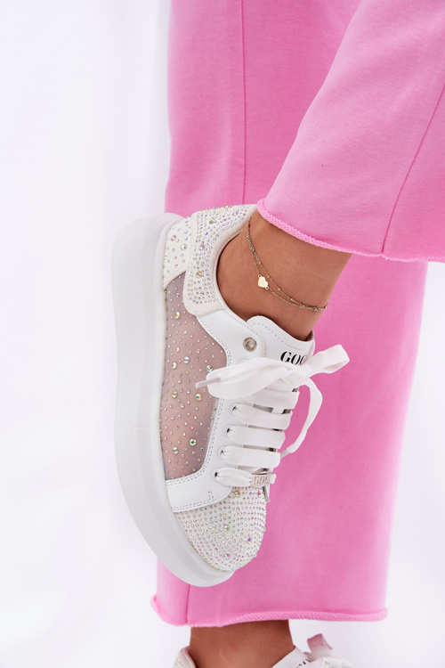Zdobione Sneakersy Na Platformie GOE RR2N4003 Białe
