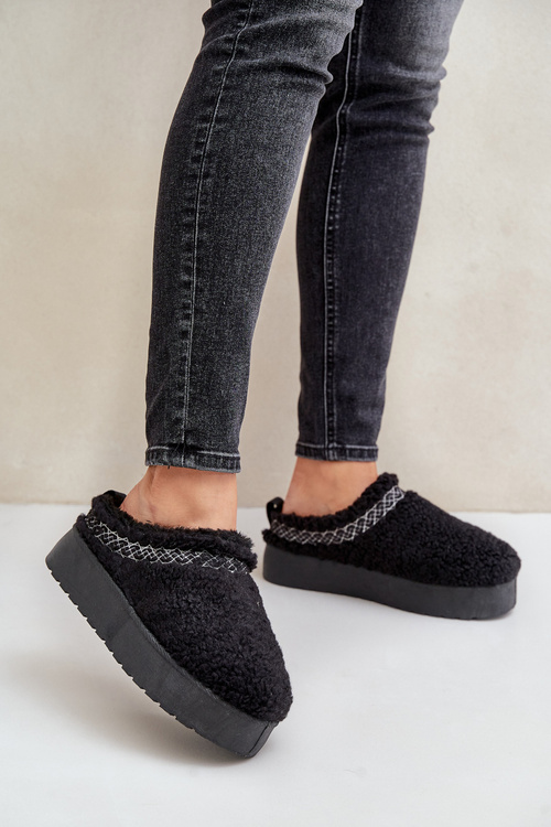 Śniegowce Na Platformie Z Futerkiem Typu Baranek Czarne Mesirra