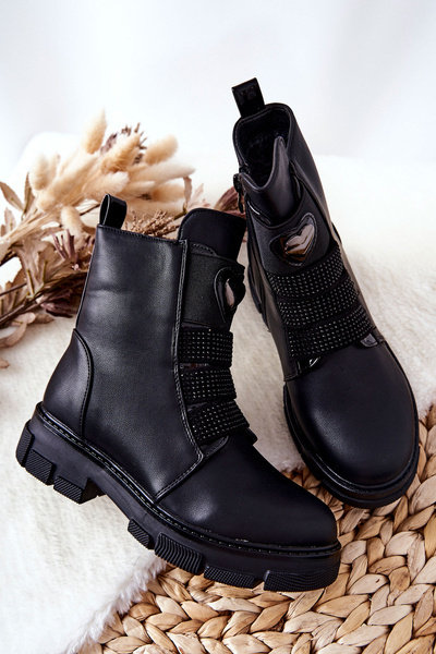 Dziecięce Botki Ocieplane Futerkiem Czarne Miraven