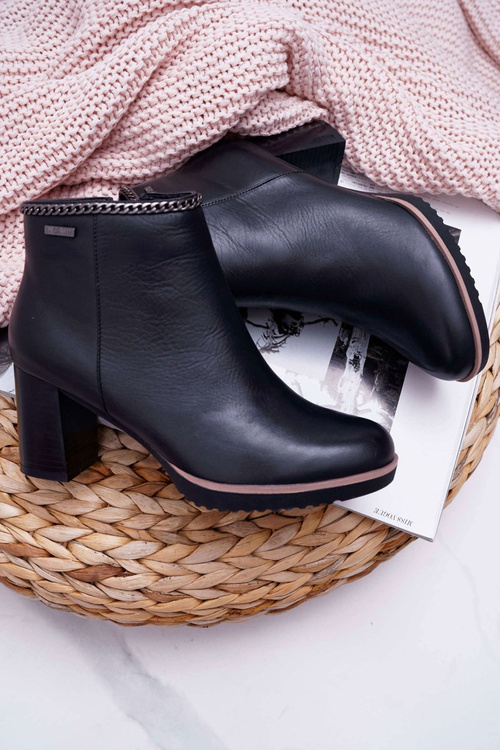 Botki Damskie Na Obcasie Skóra Big Star Czarne BB274618