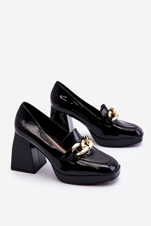 Czółenka Na Masywnym Obcasie Czarne Nataly