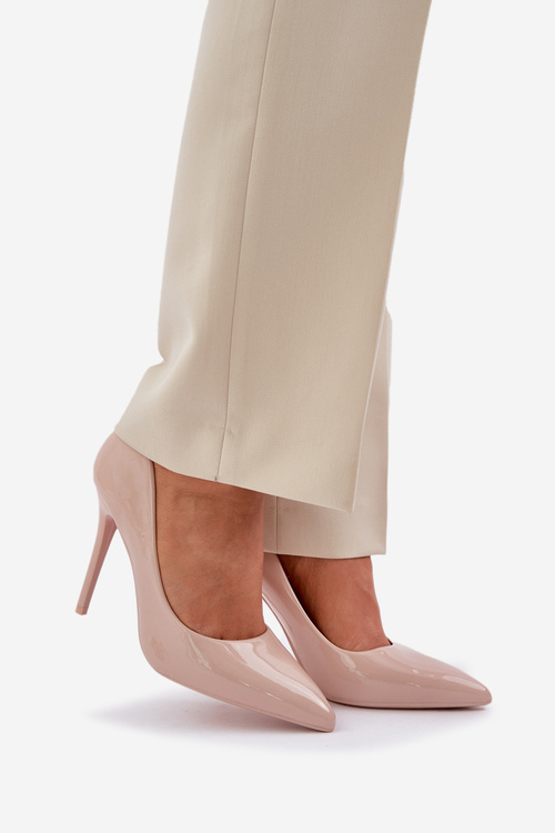 Lakierowane Szpilki Ze Szpiczastymi Noskami Beżowe Vizana