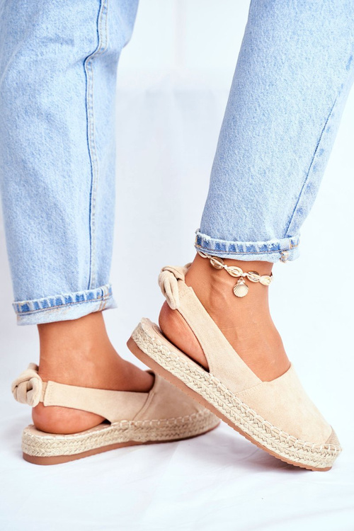 Espadryle Damskie Zamszowe Beżowe Kontres
