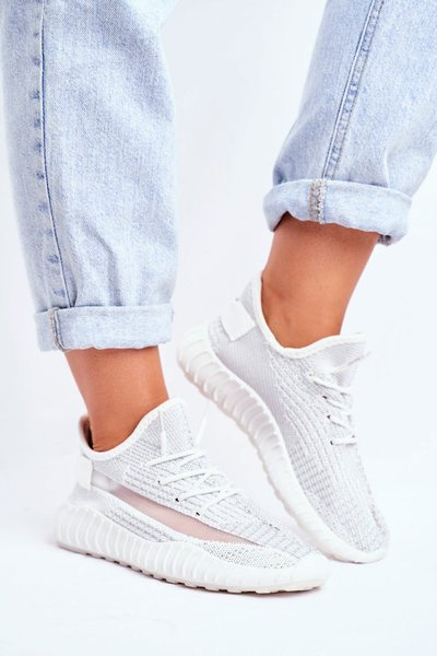 Damskie Sportowe Buty Lekkie Przewiewne Srebrne Lumiere