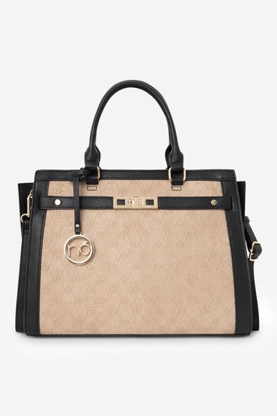 Duża Klasyczna Torebka Nobo R1710-C015 Beżowo-Czarna