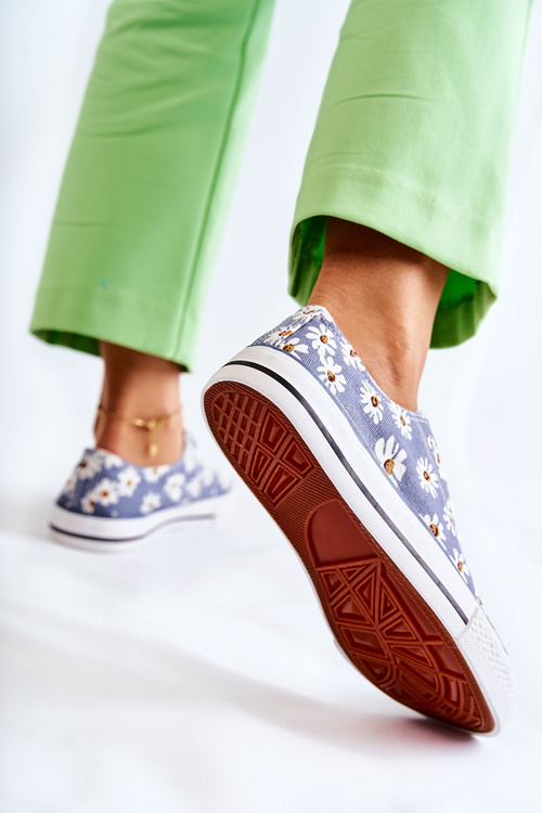 Niskie Damskie Trampki W Kwiaty Niebieskie Janey