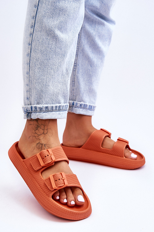 Damskie Piankowe Klapki Z Paskami Pomarańczowe Sharmen