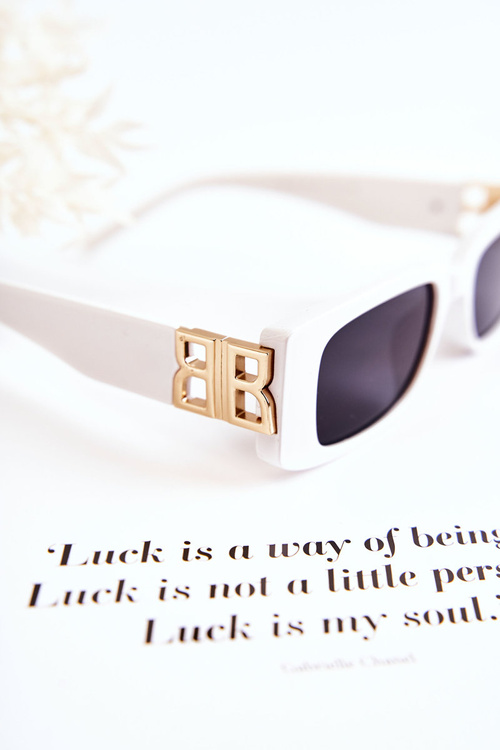 Modne Okulary Przeciwsłoneczne Prostokątne V120035 Białe